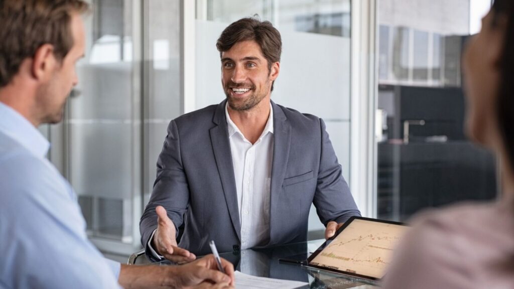 Business professional discussing IT Services for Financial Advisors