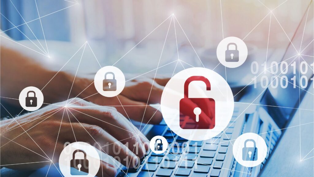 Cybersecurity Visualization Over Laptop Keyboard