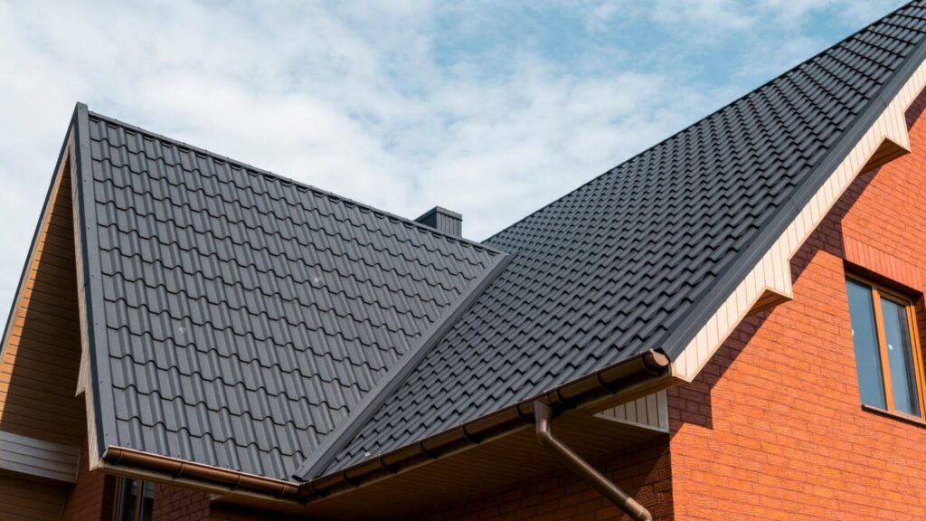 modern house with dark metal roofing system