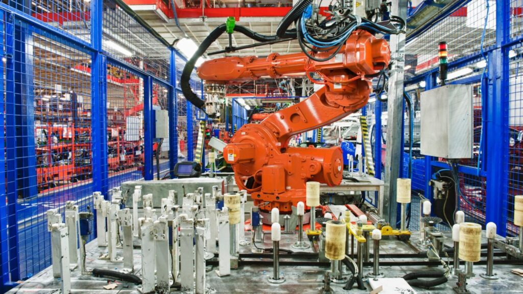 robotic arm operating on automated production line